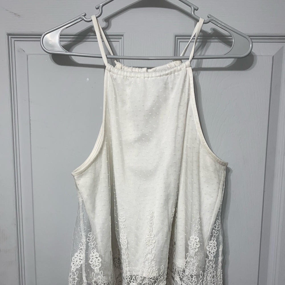 Tank top with lace overlay